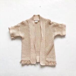 Gapkids Ivory fringe knit open cardigan EUC S(6-7)